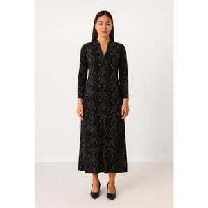 Jude Connally dress small S katie black snakeskin maxi long long sleeve winter